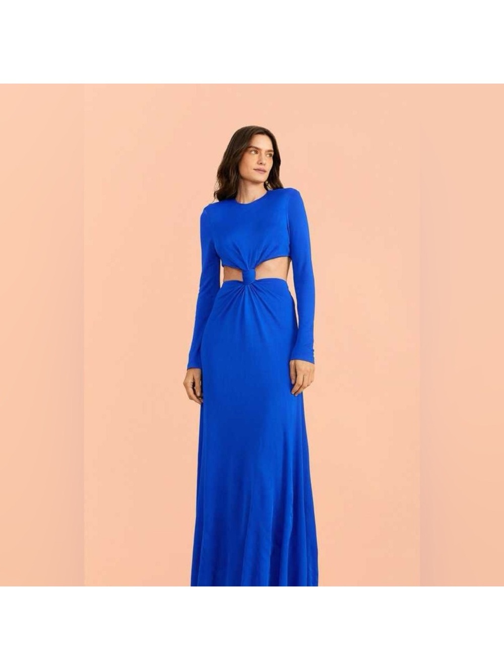 Farm Rio Royal Blue Long Sleeve Cutout Maxi Dress